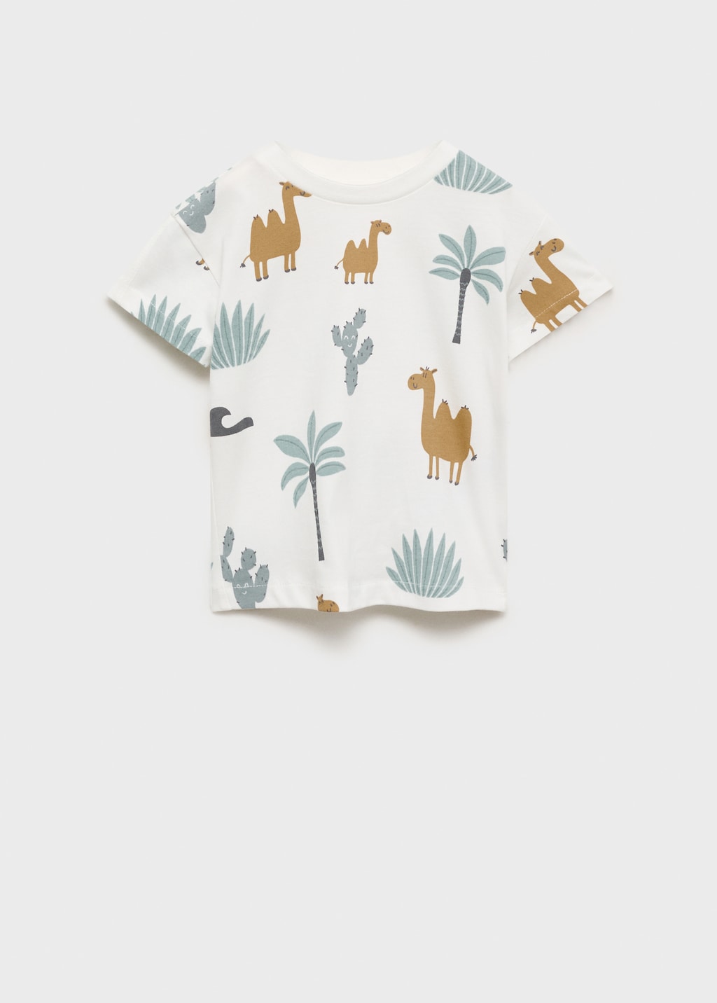 Mango Camiseta algodón estampada