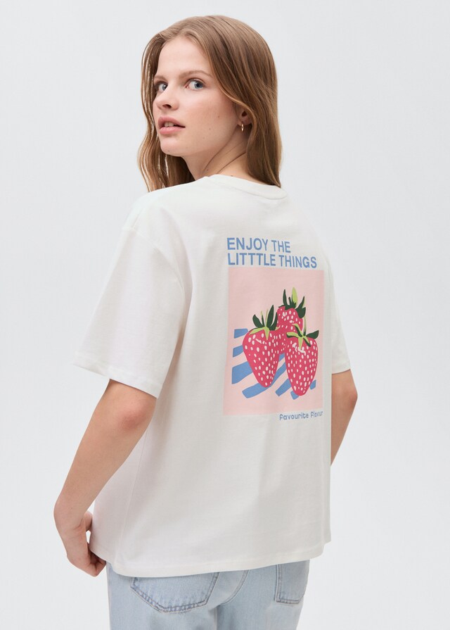 Mango Camiseta Algodón Mensaje