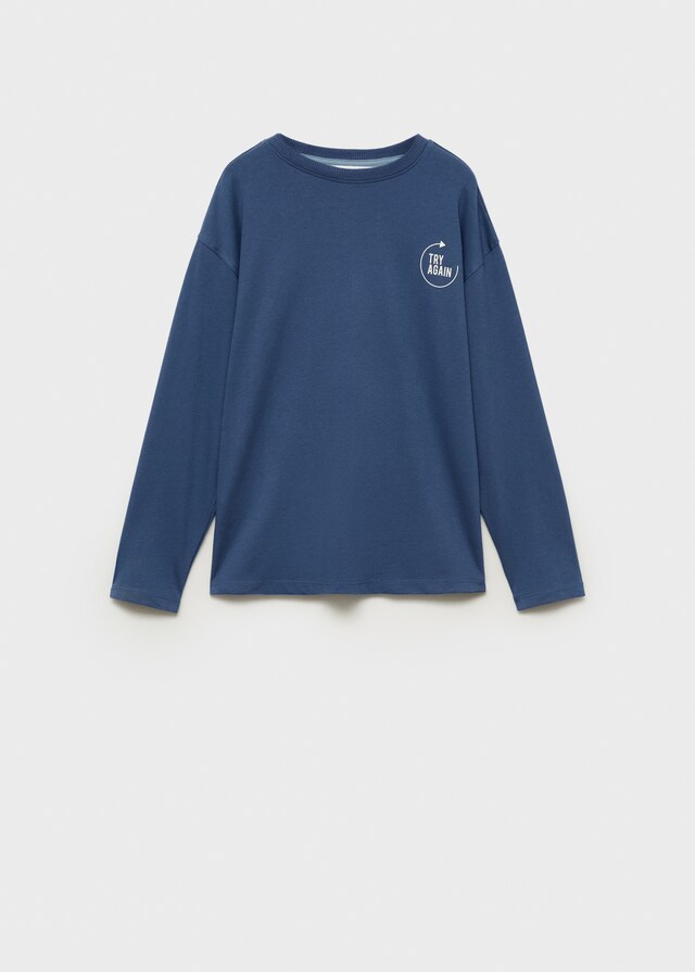 Mango Camiseta Algodón Mensaje