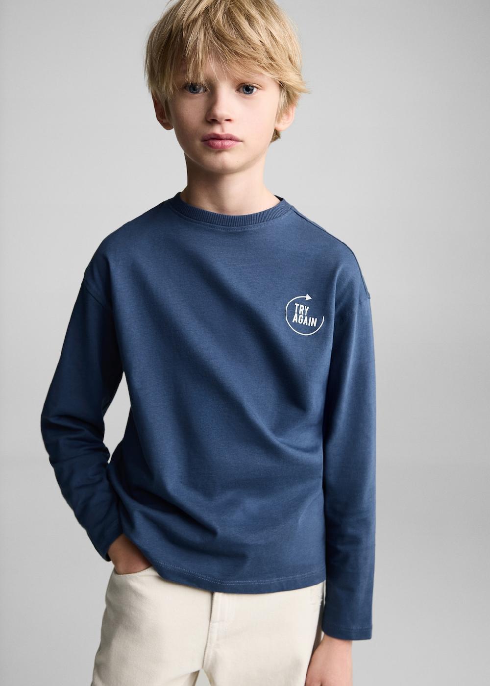 Mango Camiseta algodón mensaje