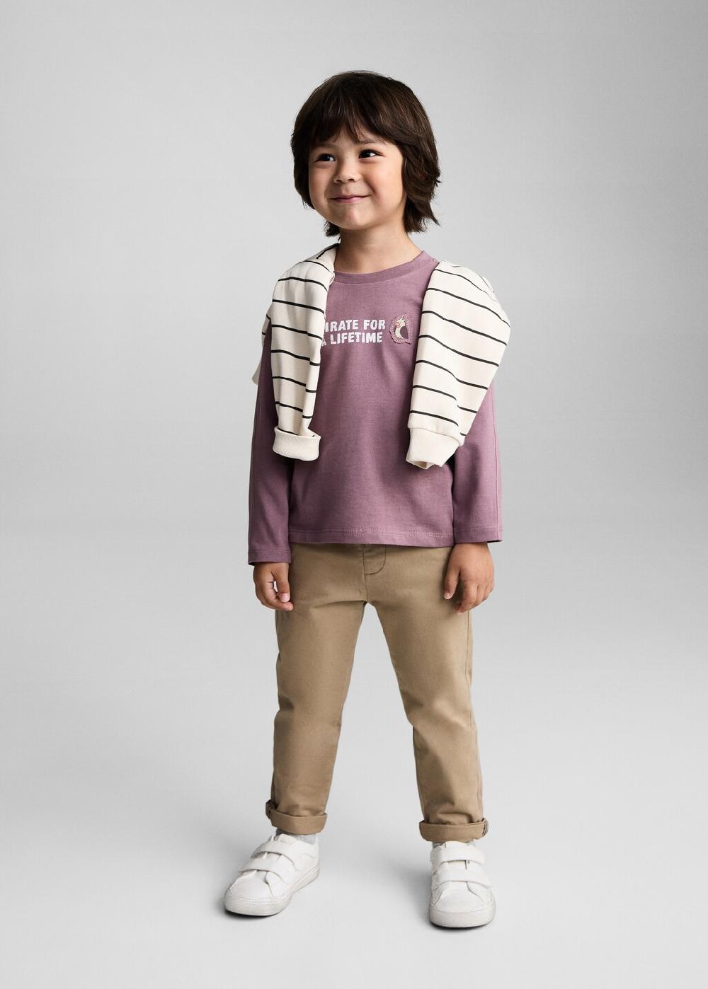 Mango Camiseta algodón mensaje