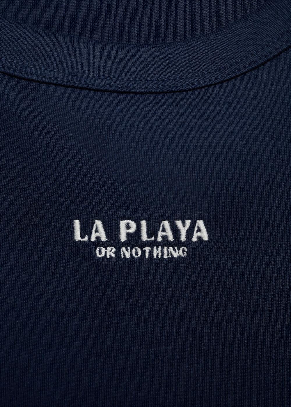 Mango Camiseta algodón mensaje