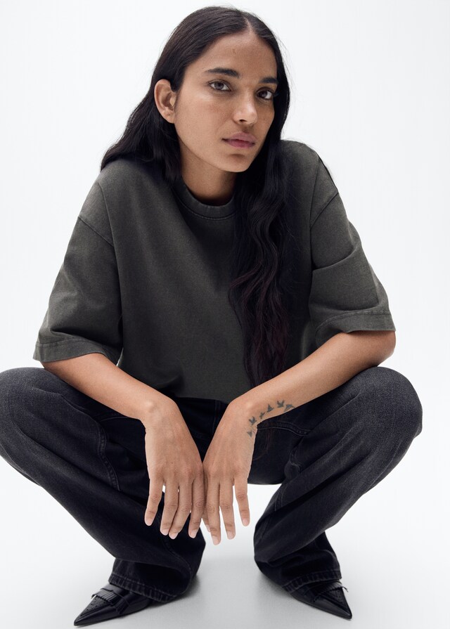 Mango Camiseta Algodón Oversize