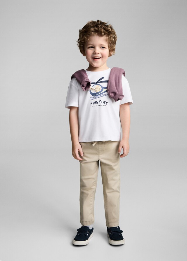 Mango Camiseta Algodón Relieve