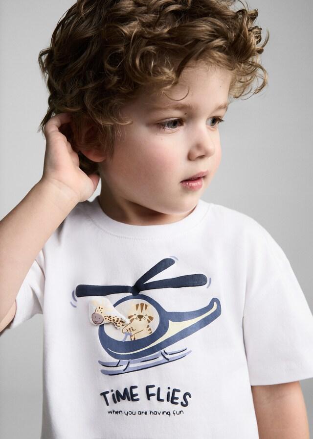 Mango Camiseta Algodón Relieve