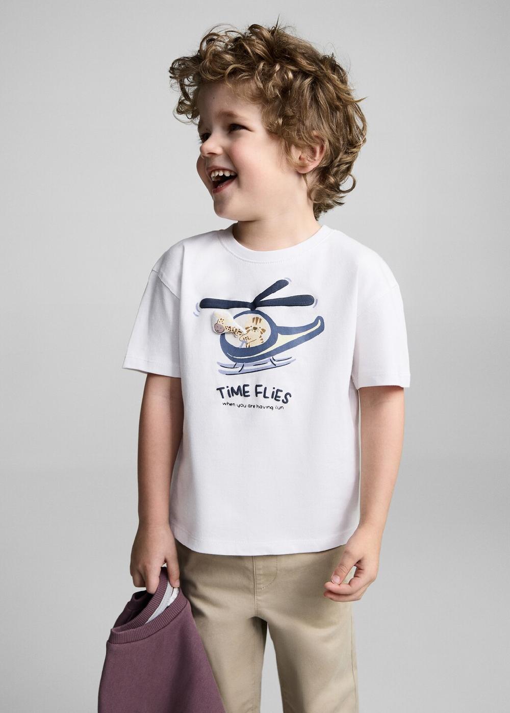 Mango Camiseta algodón relieve