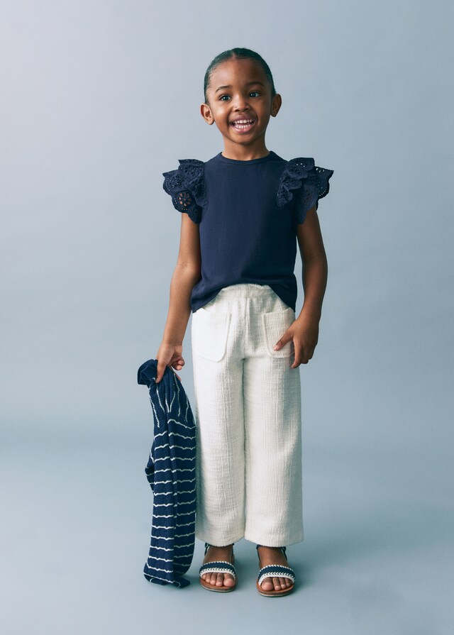 Mango Camiseta Algodón Volantes