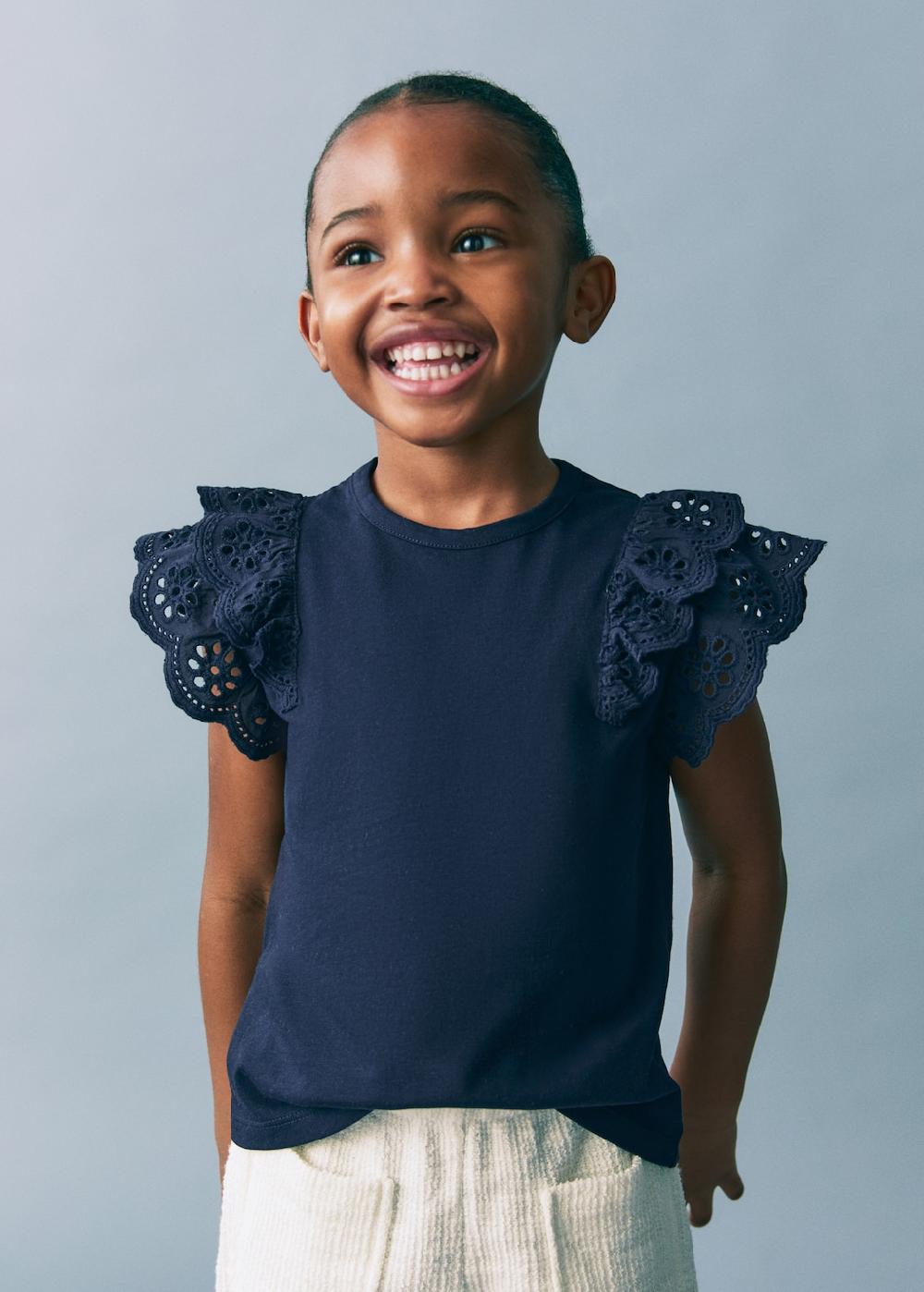 Mango Camiseta algodón volantes