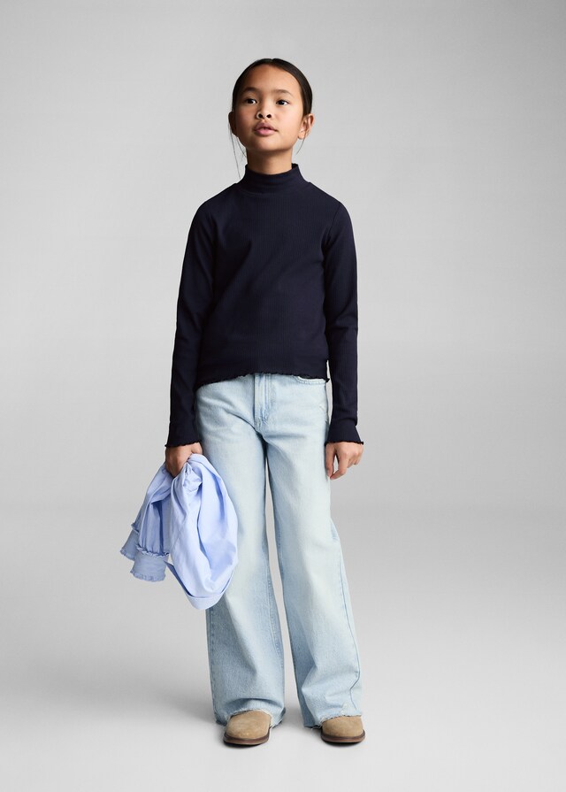 Mango Camiseta Canalé Cuello Alto