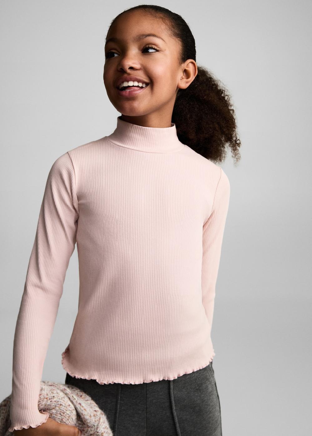 Mango Camiseta canalé cuello alto