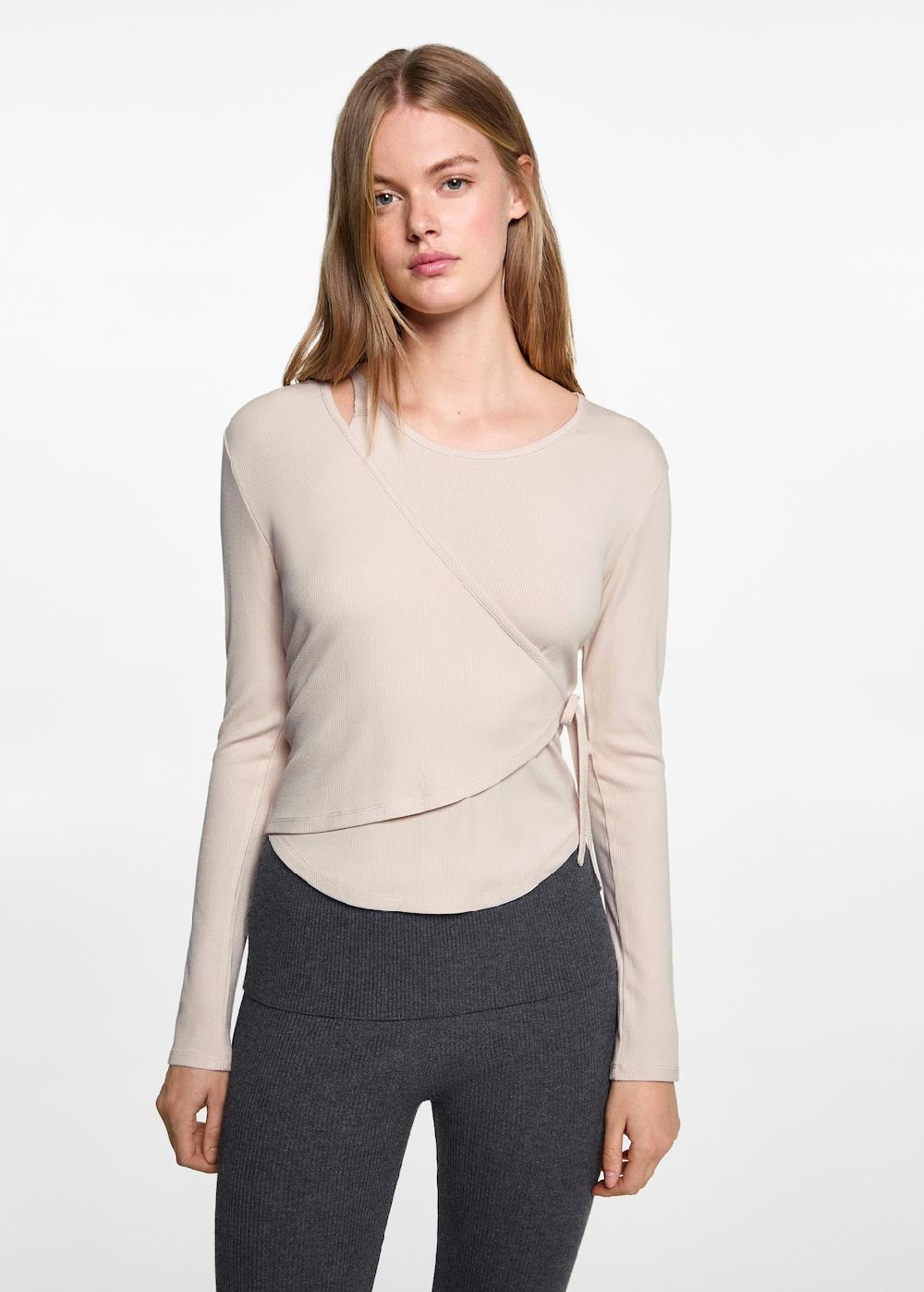 Mango Camiseta cruzada lazo