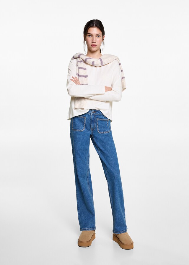 Mango Camiseta Cuello Fruncido