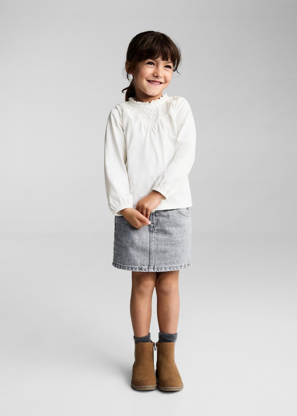 Mango Camiseta cuello fruncido