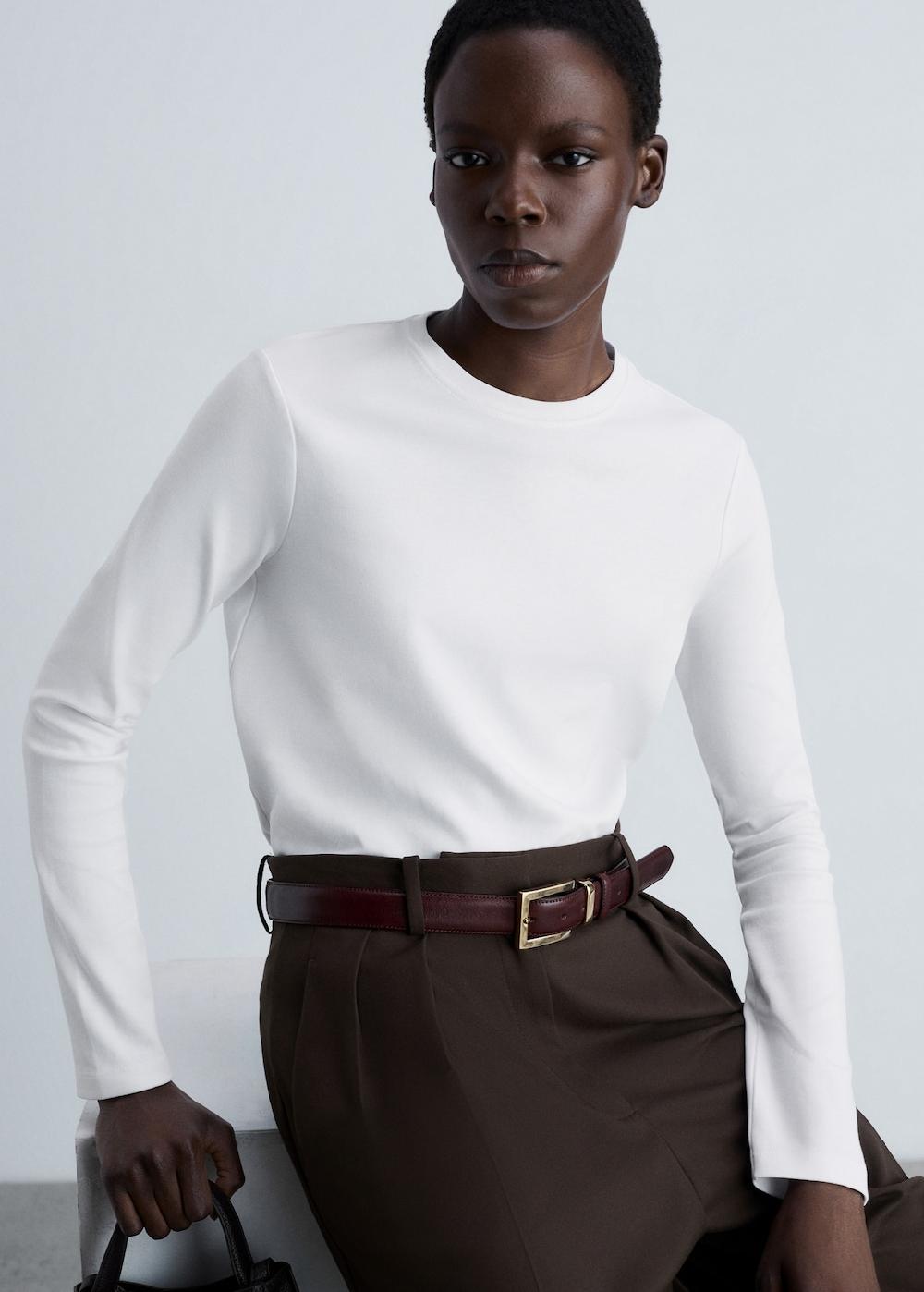 Mango Camiseta fina cuello redondo