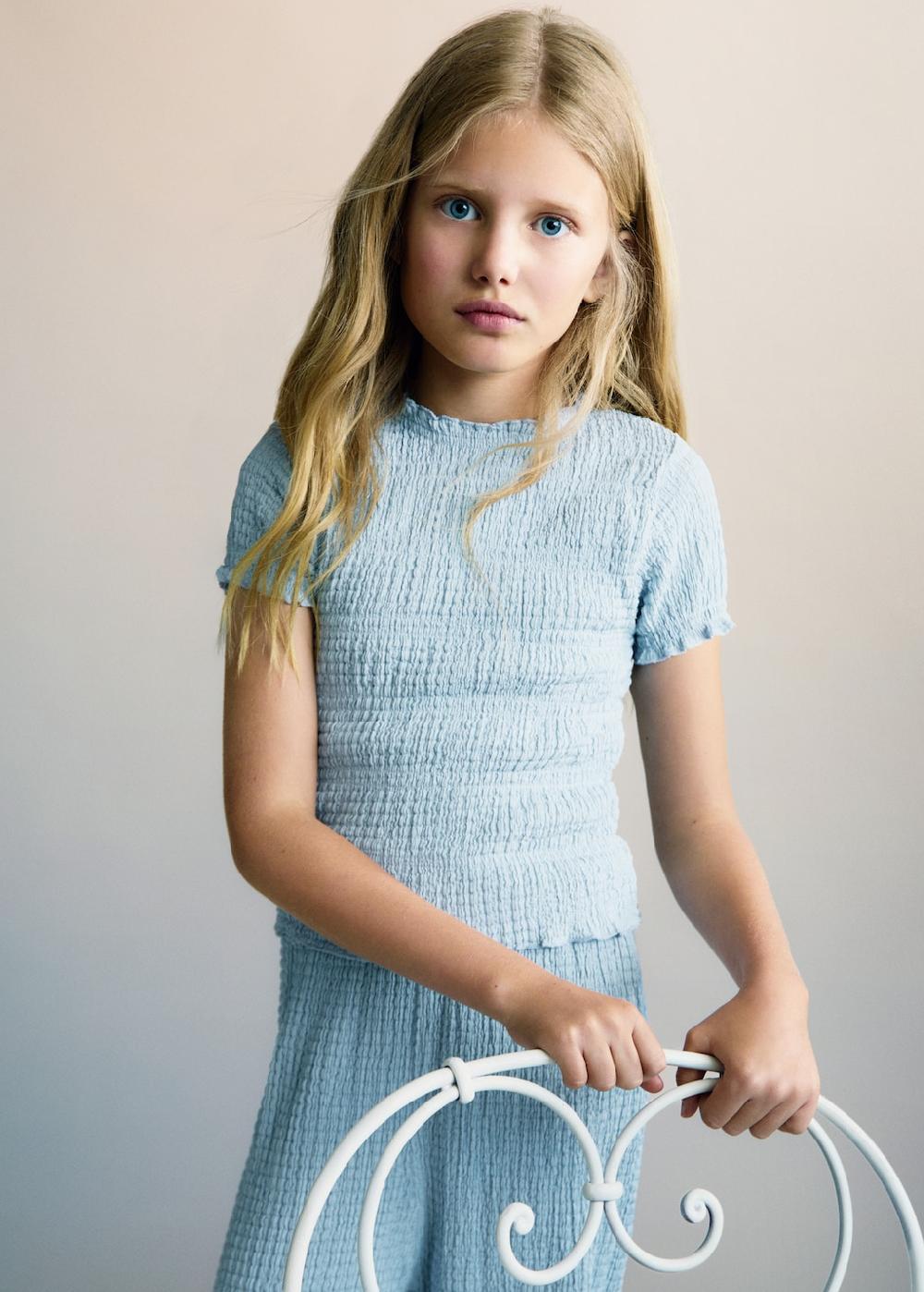 Mango Camiseta fruncida manga corta