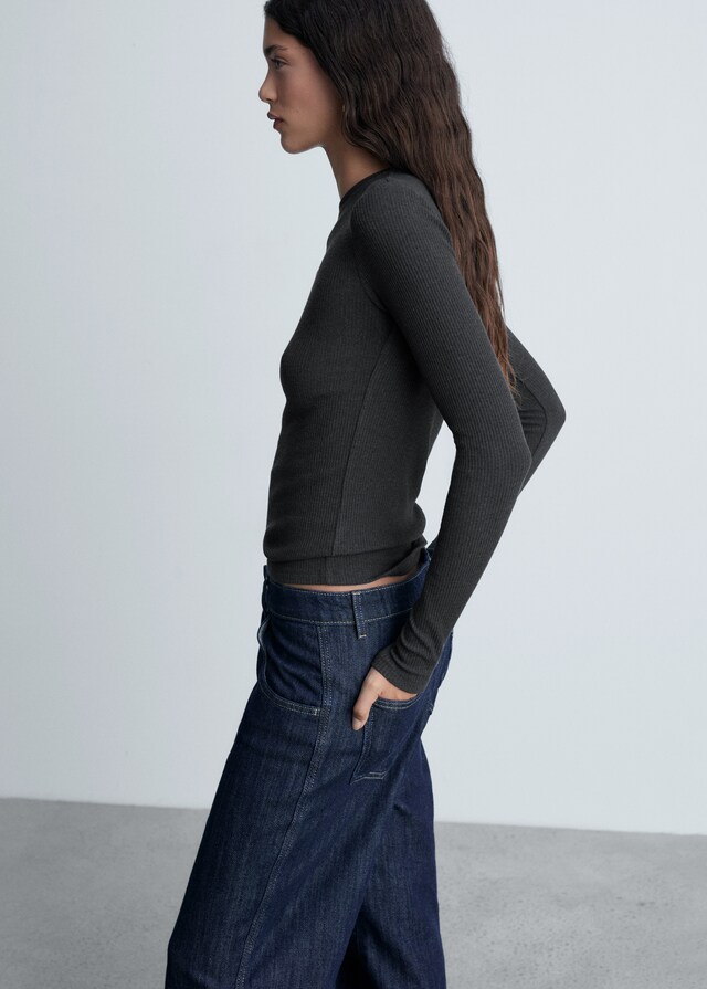 Mango Camiseta Manga Larga Canalé