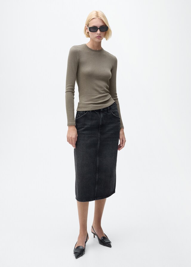 Mango Camiseta Manga Larga Canalé