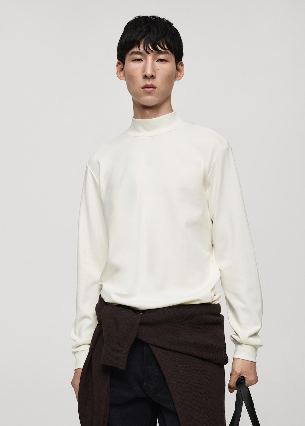 Mango Camiseta manga larga cuello perkins