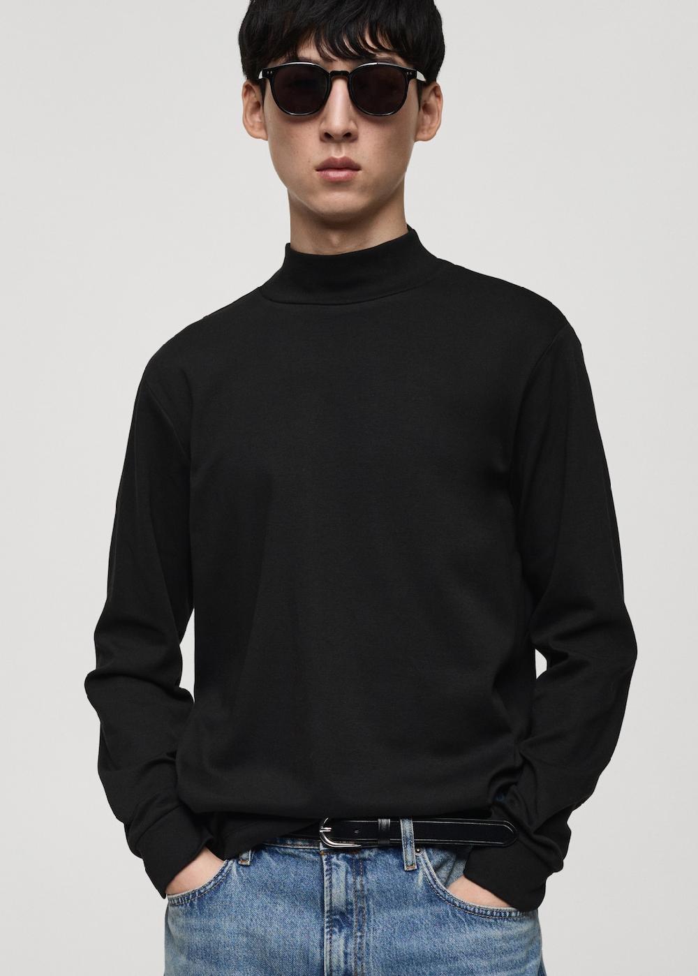 Mango Camiseta manga larga cuello perkins