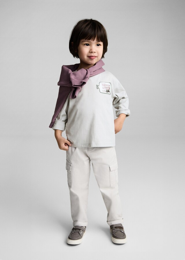 Mango Camiseta Mensaje Aplique Decorativo