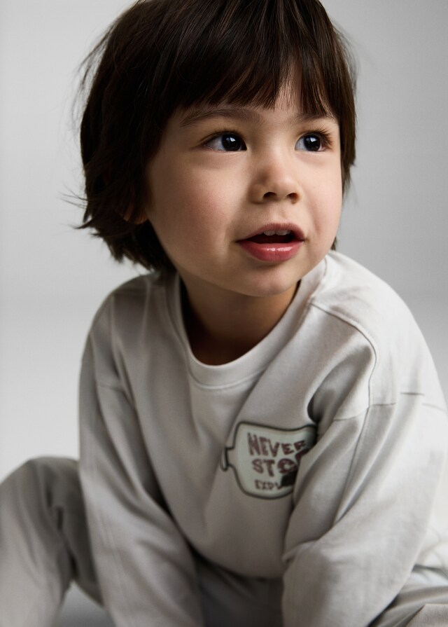 Mango Camiseta Mensaje Aplique Decorativo