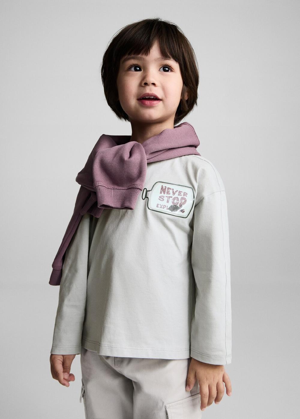 Mango Camiseta mensaje aplique decorativo