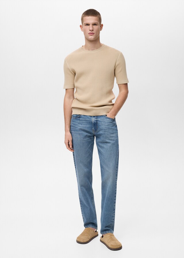 Mango Camiseta Punto Algodón Trenzado