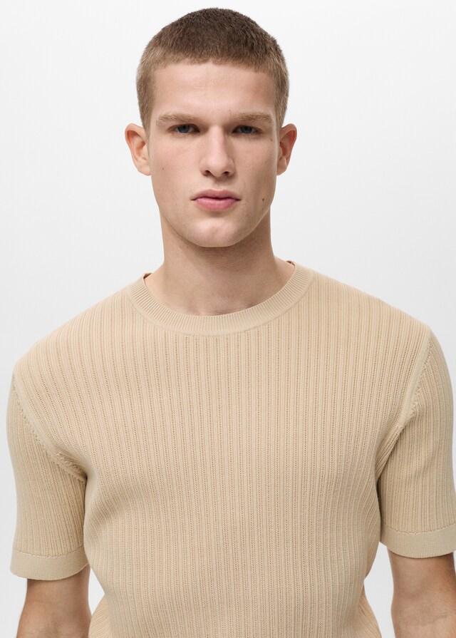 Mango Camiseta Punto Algodón Trenzado