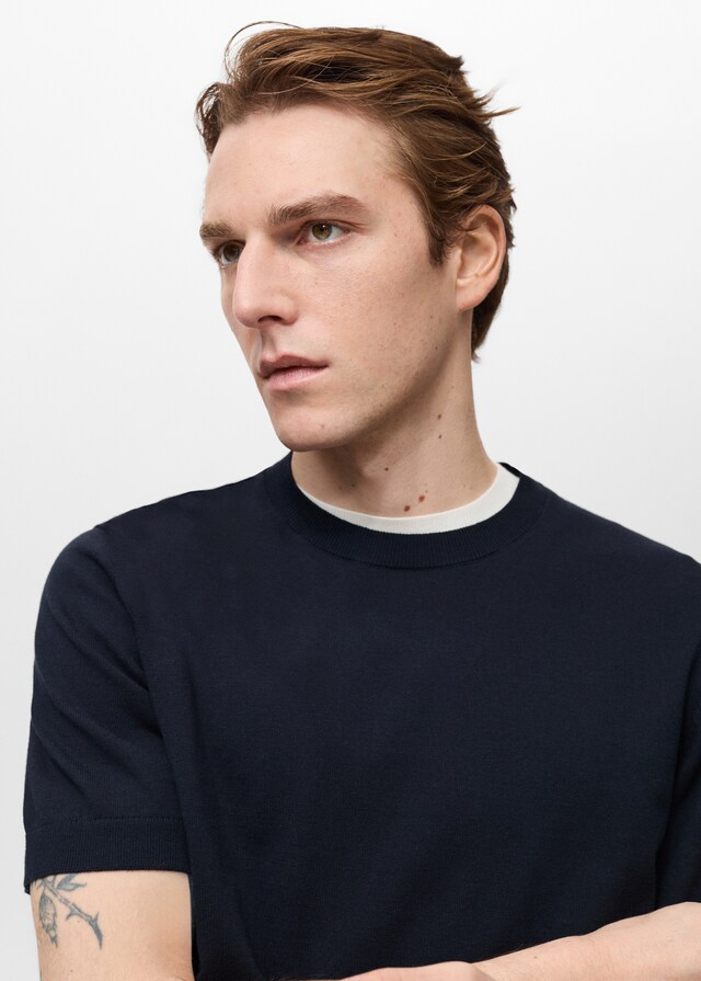 Mango Camiseta Punto Fino Algodón