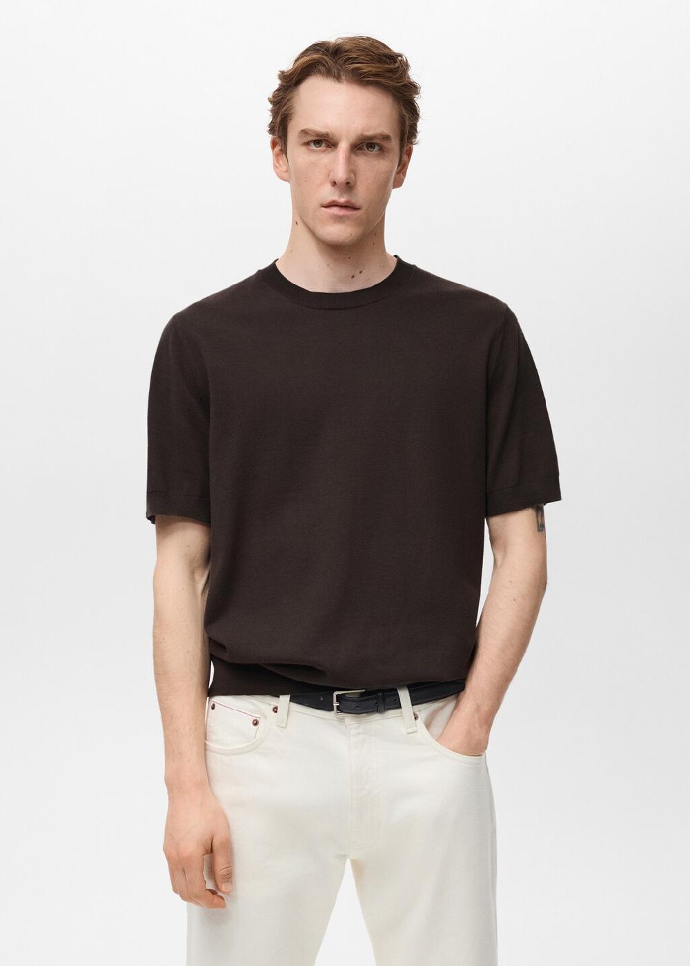 Mango Camiseta punto fino algodón