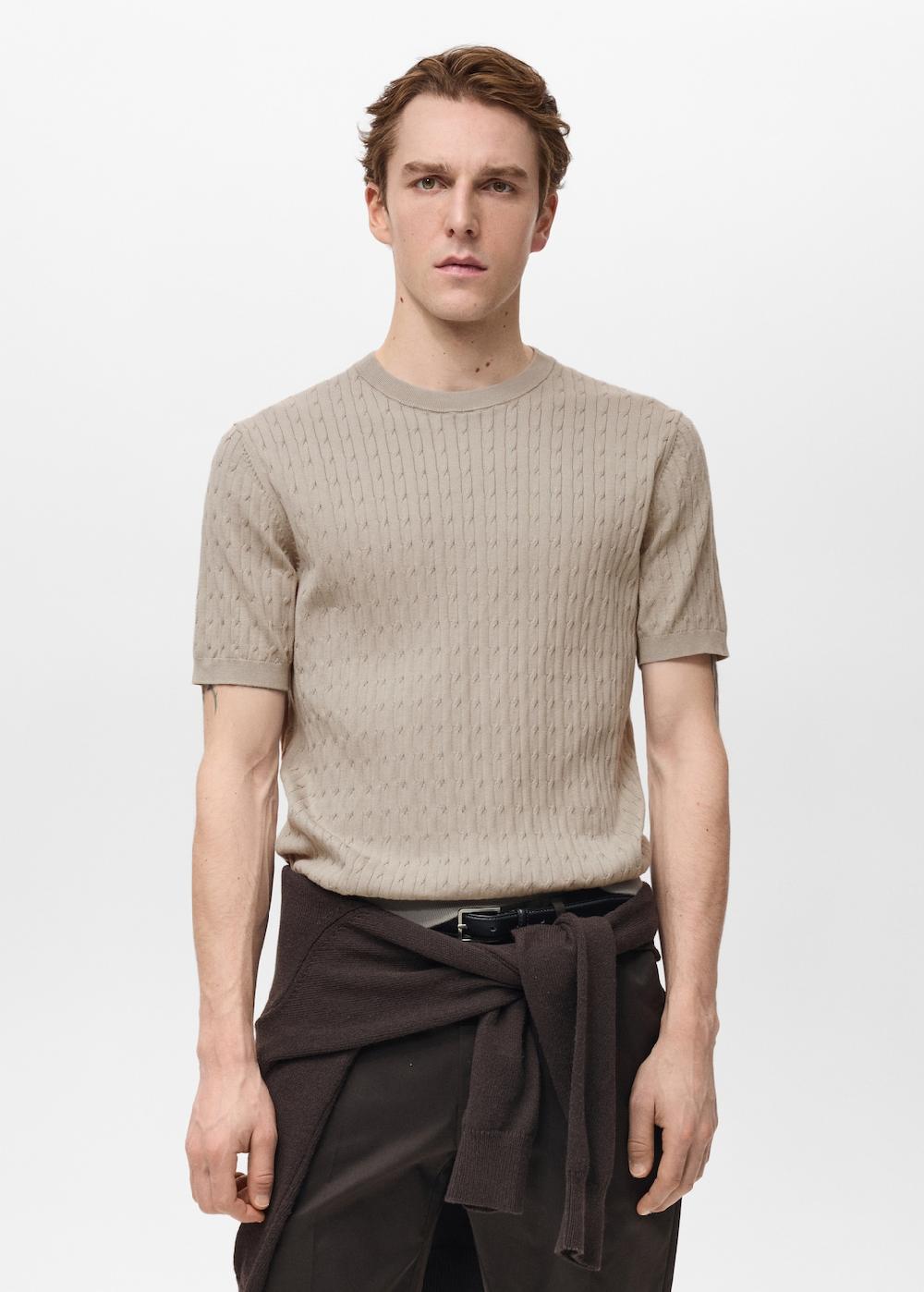 Mango Camiseta punto fino trenzado