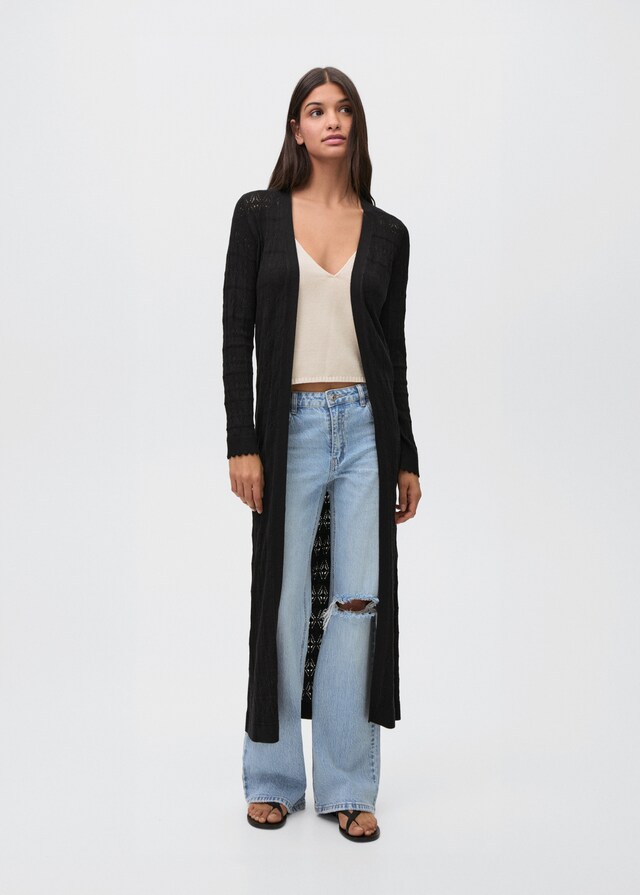 Mango Cárdigan Largo Punto Calado