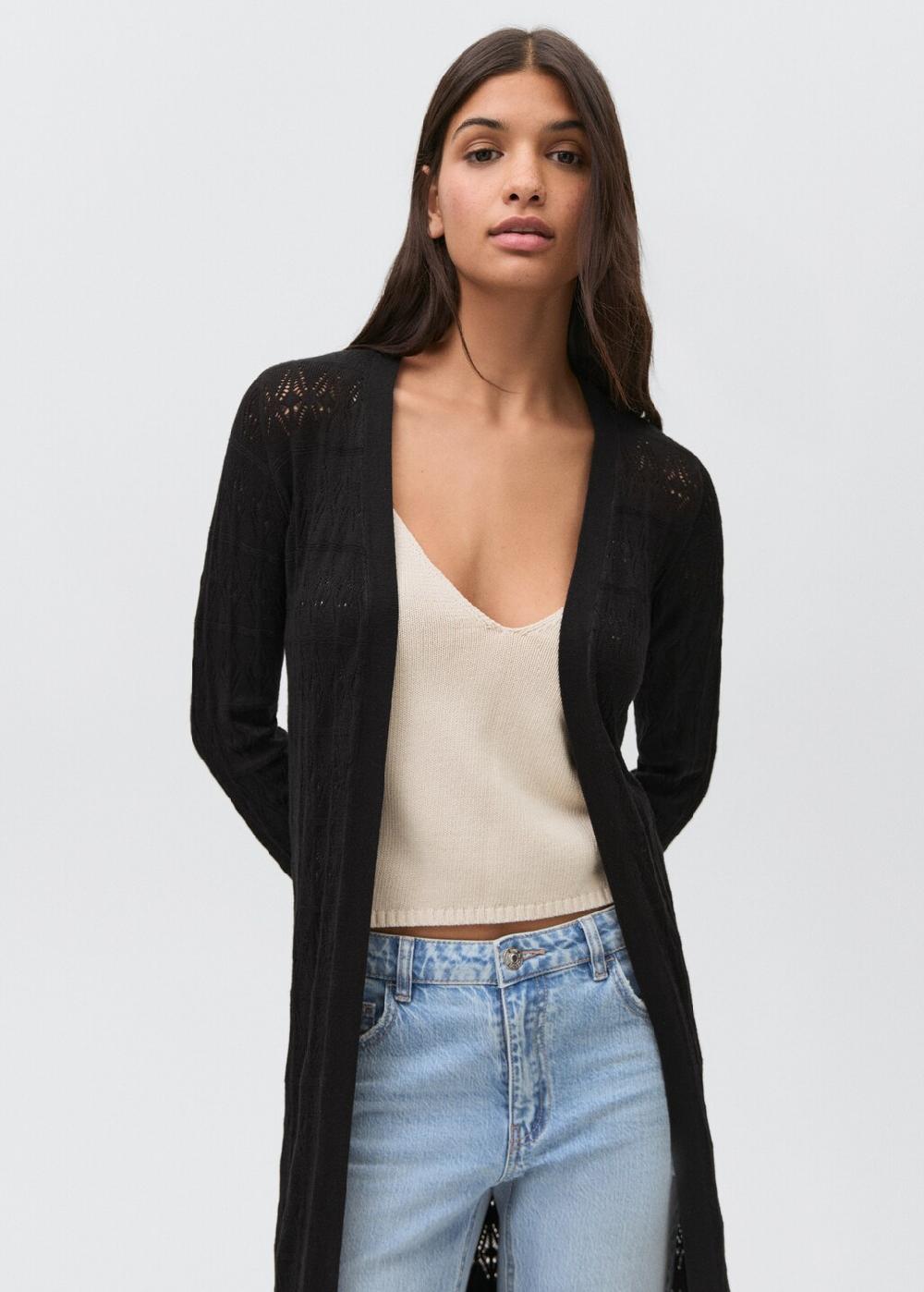 Mango Cárdigan largo punto calado