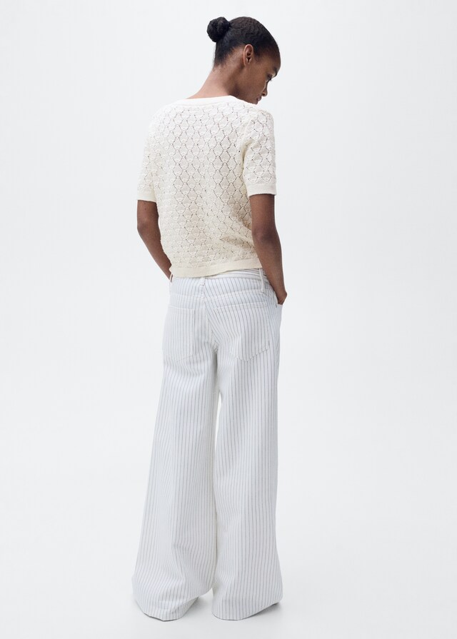 Mango Cárdigan Punto Calado Manga Corta