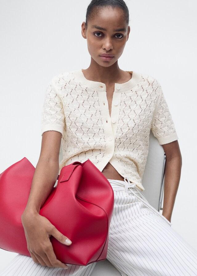 Mango Cárdigan Punto Calado Manga Corta