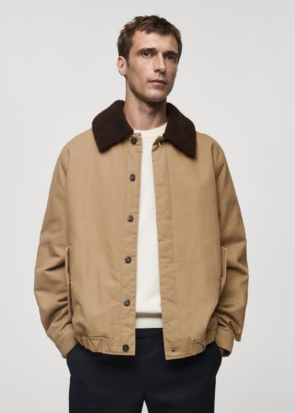 Mango Cazadora acolchada cuello borreguito