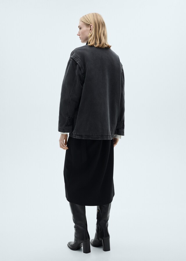 Mango Cazadora Bolsillos Cuello Pana