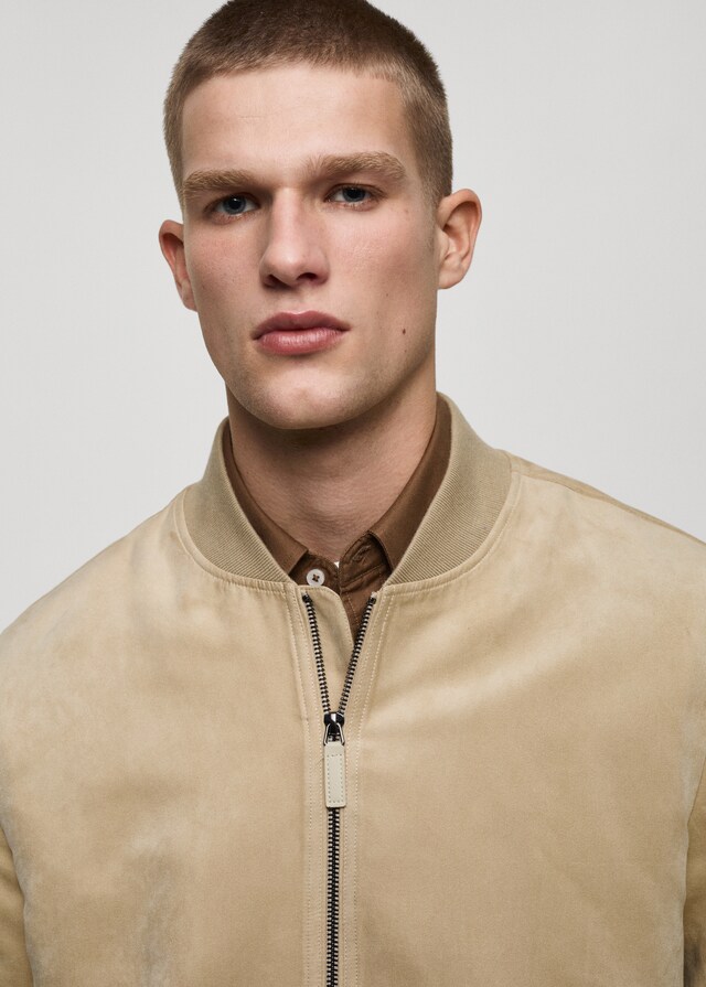 Mango Cazadora Bomber Efecto Ante