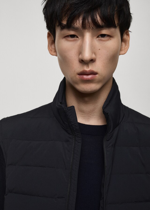 Mango Chaleco Acolchado Relleno Plumón Y Plumas