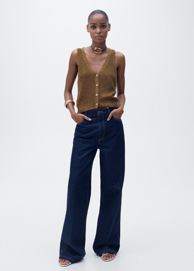 Mango Chaleco Punto Grueso Botones