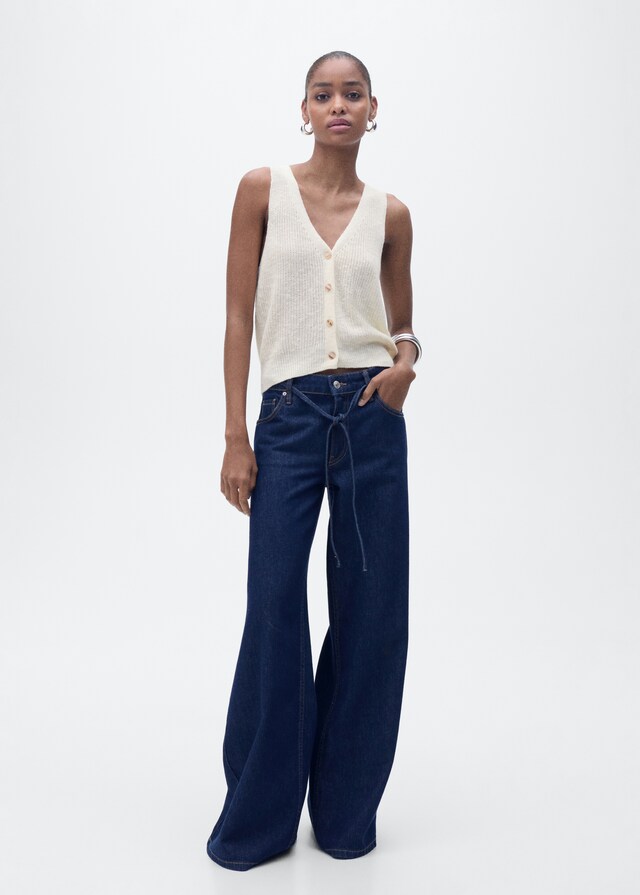 Mango Chaleco Punto Grueso Botones