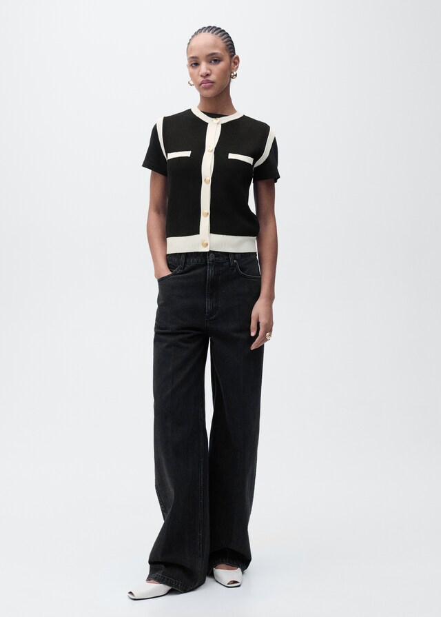 Mango Chaleco Punto Ribetes En Contraste