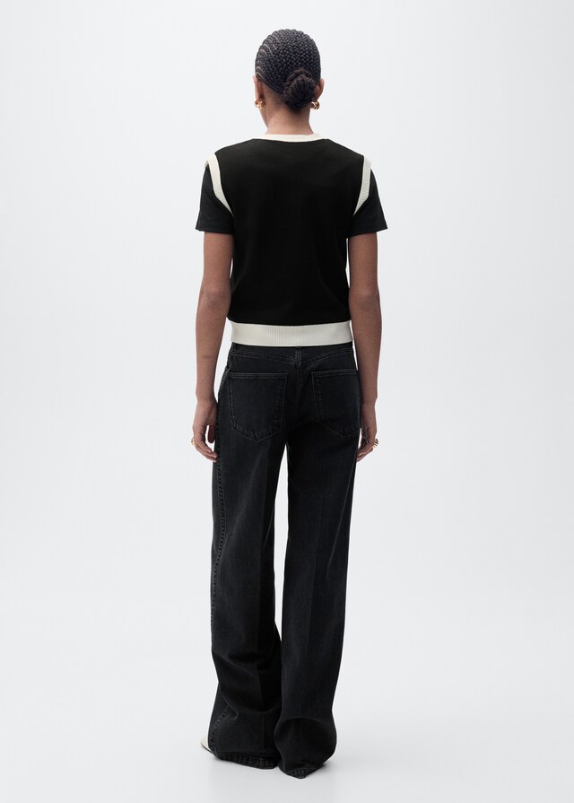 Mango Chaleco Punto Ribetes En Contraste