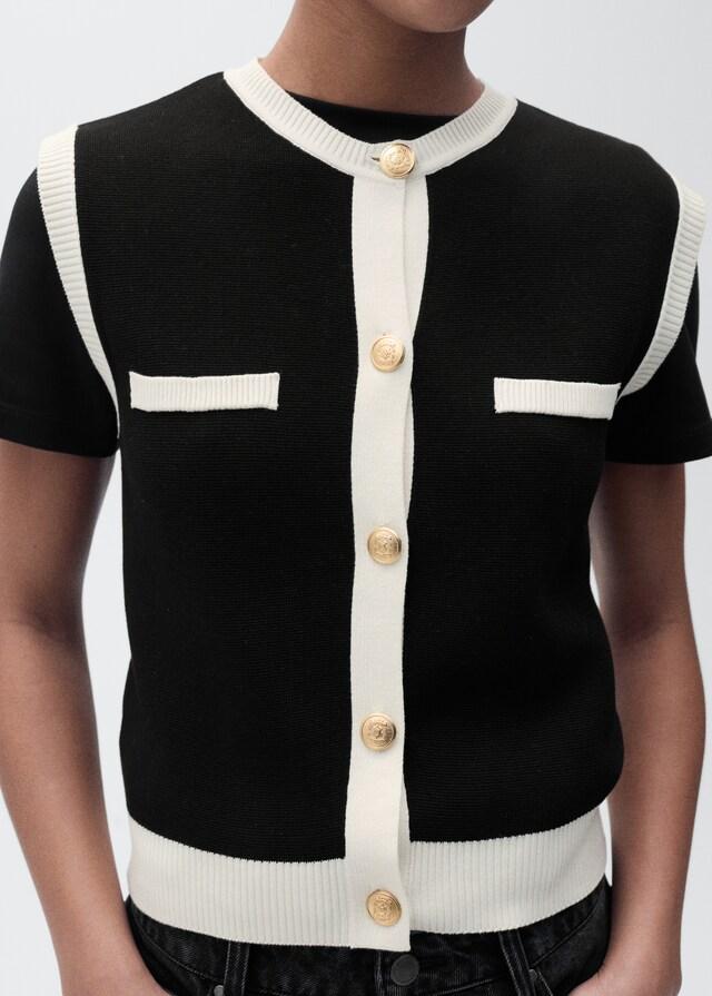 Mango Chaleco Punto Ribetes En Contraste