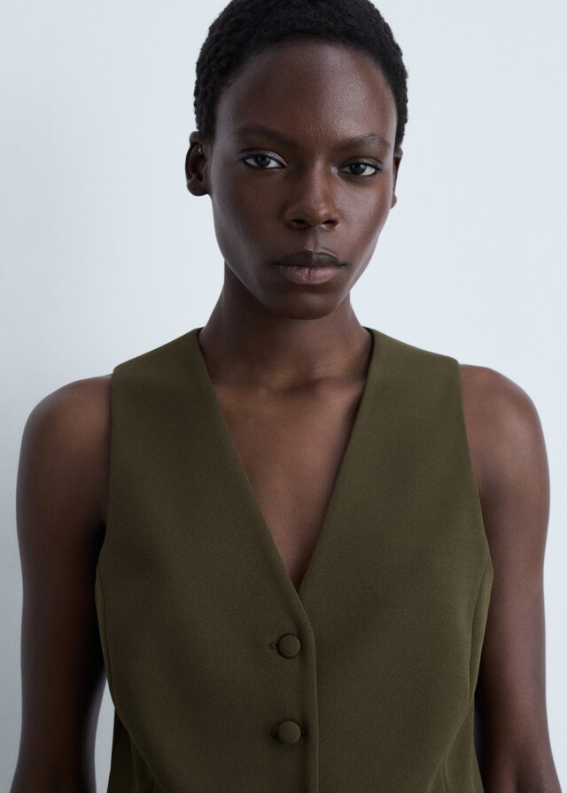 Mango Chaleco Traje Botones