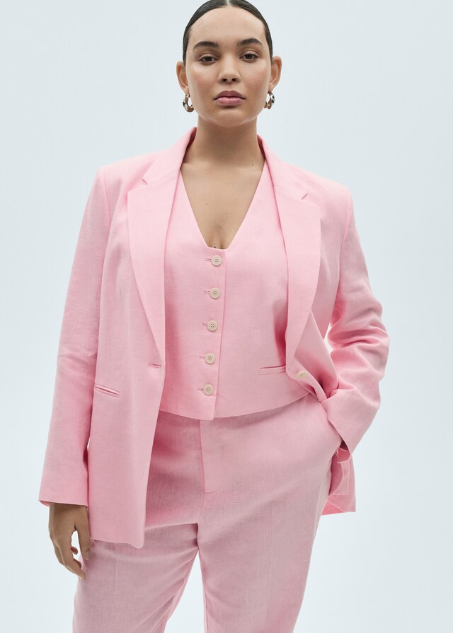 Mango Chaleco Traje Lino