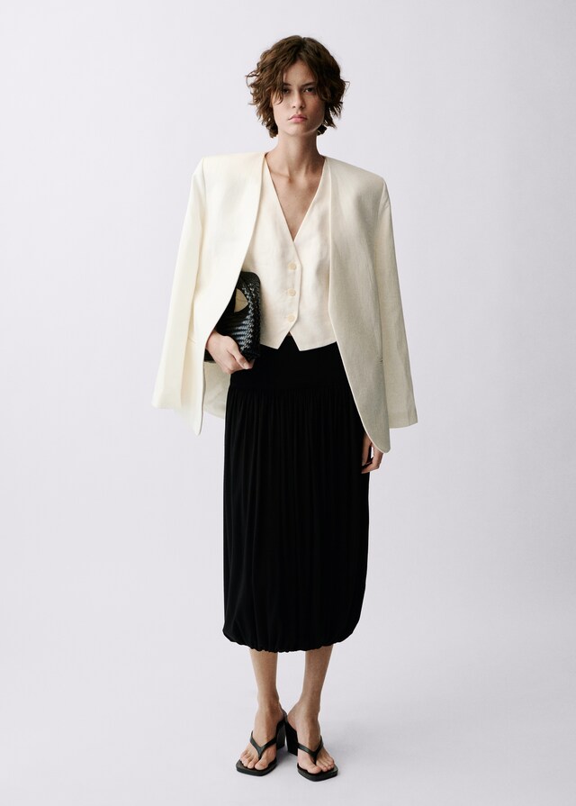 Mango Chaleco Traje Lino