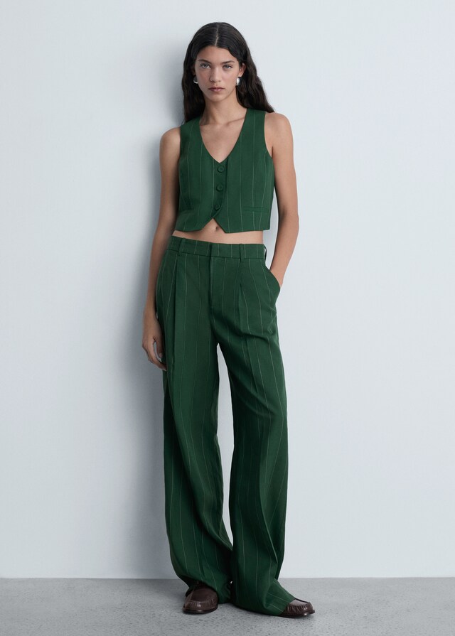 Mango Chaleco Traje Raya Diplomática