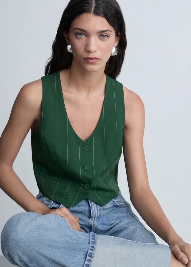 Mango Chaleco Traje Raya Diplomática