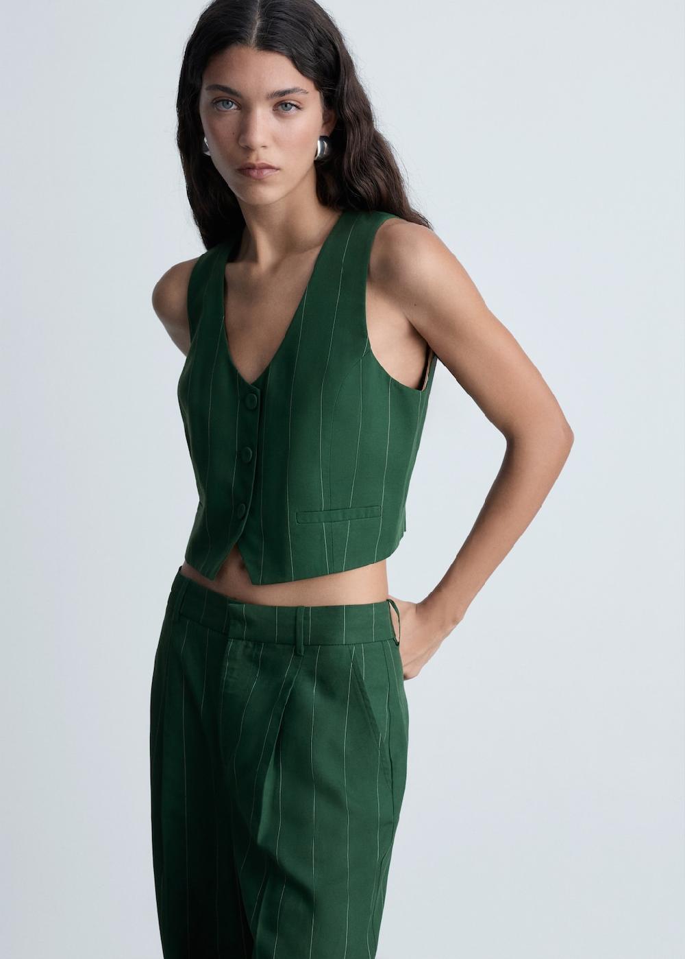 Mango Chaleco traje raya diplomática